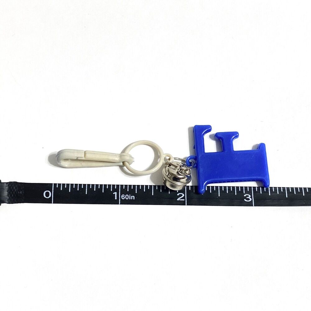 Letter F Blue Clip Bell Charm Alphabet Plastic Chain Necklace Accessory 80s ABC* - Picture 6 of 8